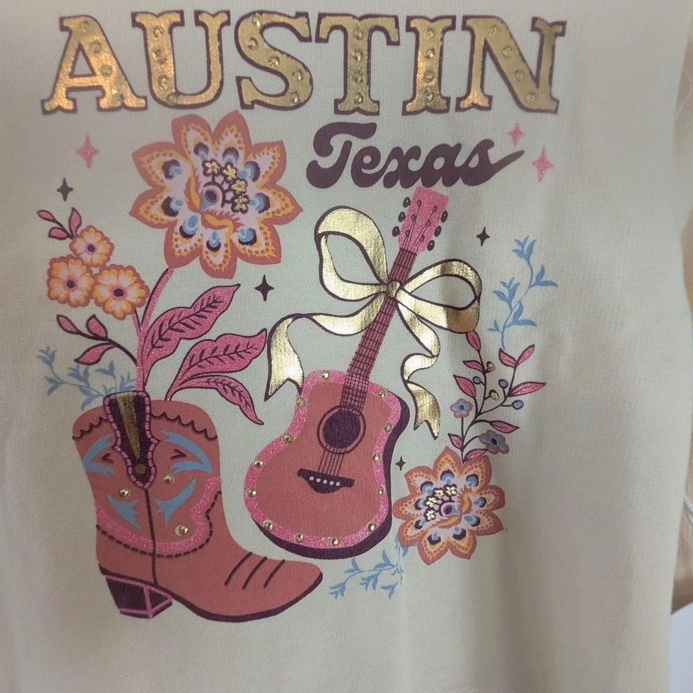 NEW Btween Girls 5 Austin Texas Country Outfit cream sweatshirt floral leggings